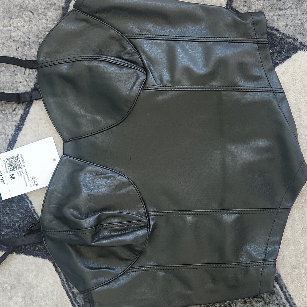 Forever 21 Black Faux Leather Crop Top